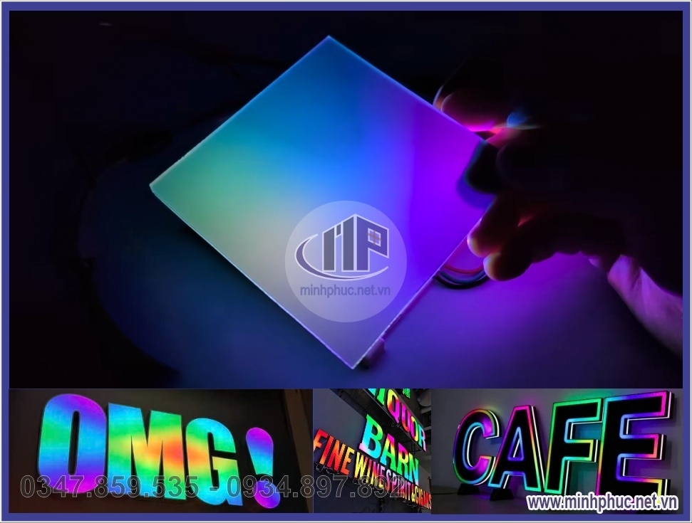 tam nhua mica doi mau lam chu quang cao den led rgb hieu ung ma tran