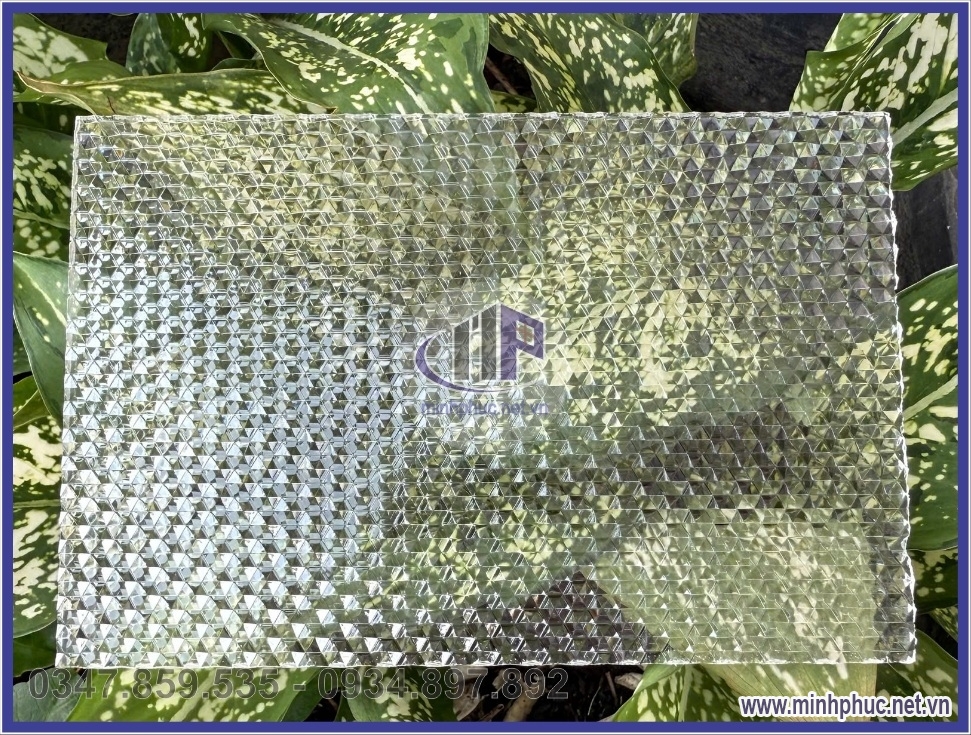 tam nhua plexiglass hoa van luc giac mot mat pmma 3d