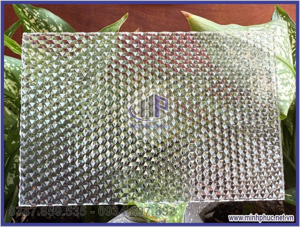 tam nhua plexiglass hoa van luc giac mot mat pmma 3d